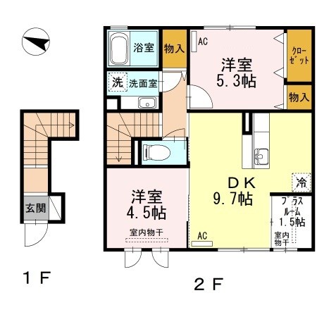 鹿児島市西陵のアパートの間取り