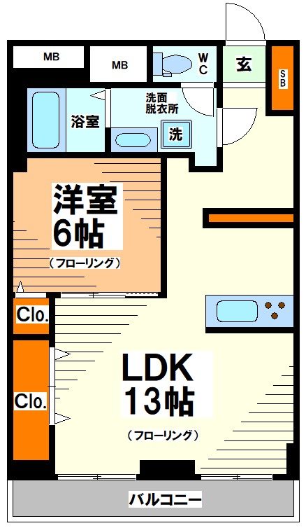 渋谷区幡ヶ谷のマンションの間取り