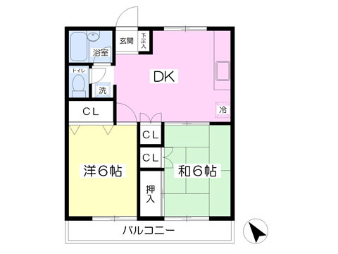 北九州市小倉南区横代東町のアパートの間取り