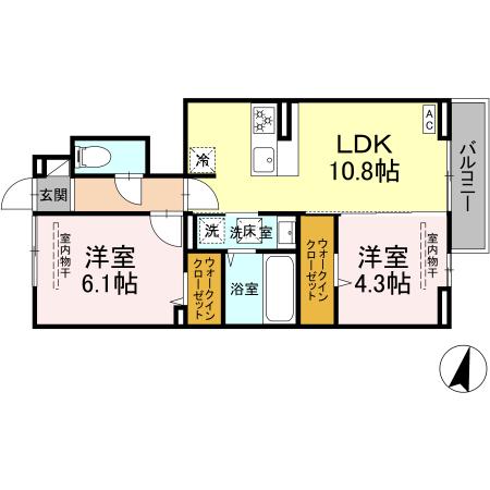 南アルプス市古市場のアパートの間取り