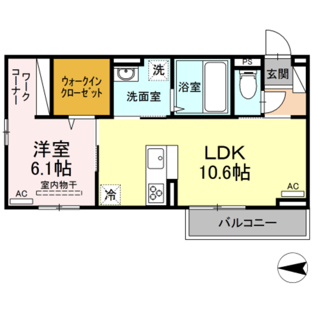 【高松市高松町のアパートの間取り】