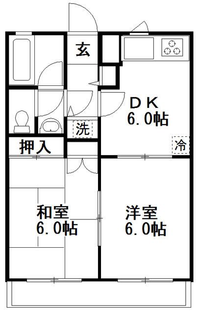 習志野市東習志野のアパートの間取り