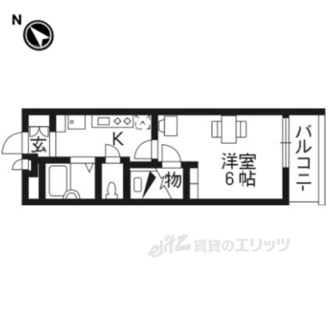 【京都市西京区牛ケ瀬新田泓町のアパートの間取り】