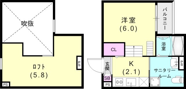 神戸市兵庫区小河通のアパートの間取り