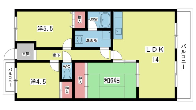 豊中市上津島のマンションの間取り