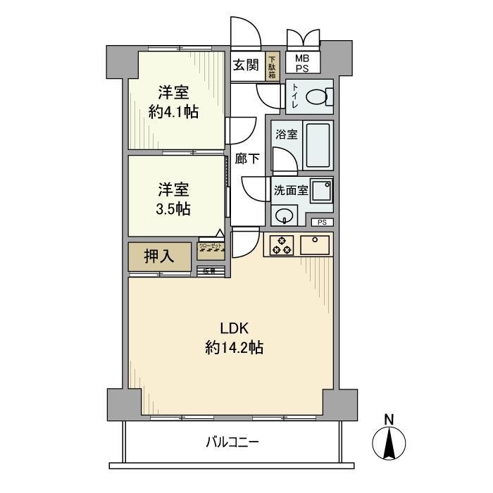 平塚市東八幡のマンションの間取り