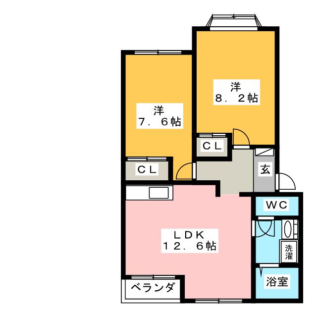 エルシャトーII　Ｄの間取り