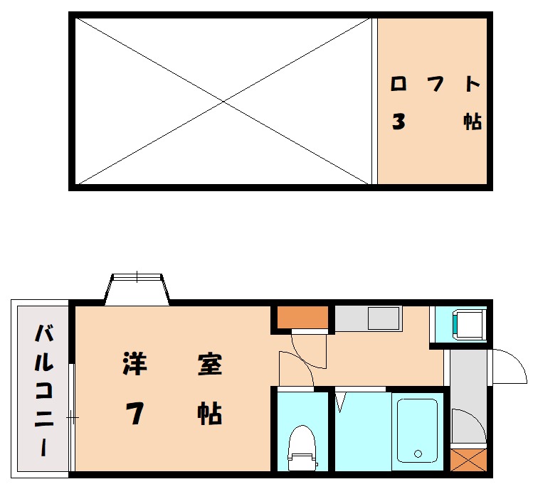 福岡市東区和白東のアパートの間取り