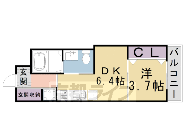 京都市中京区西ノ京職司町のマンションの間取り