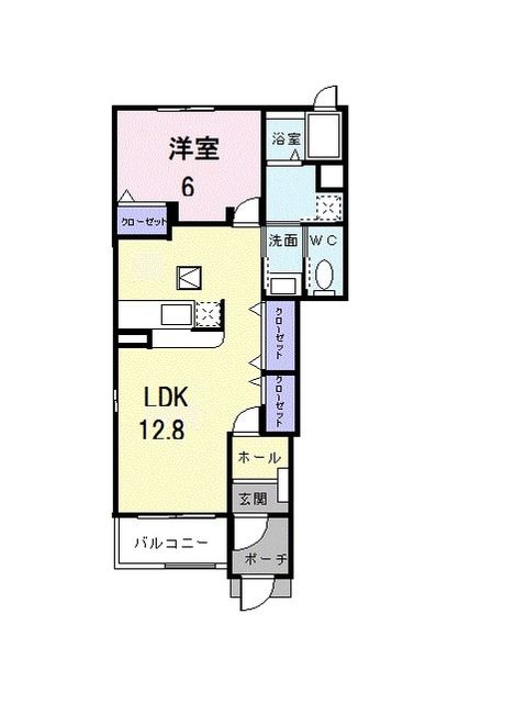 八代市横手新町のアパートの間取り