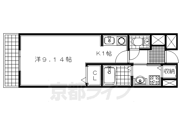 京田辺市三山木南山のアパートの間取り