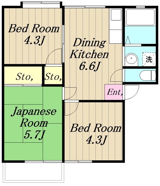 相模原市中央区弥栄のアパートの間取り