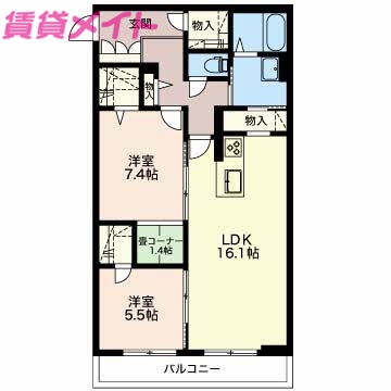 四日市市大宮町のマンションの間取り