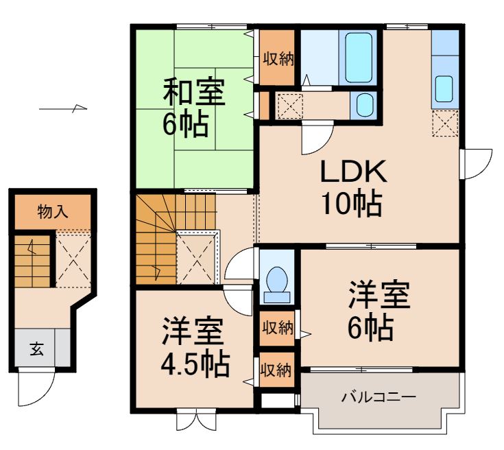 和歌山市松島のアパートの間取り