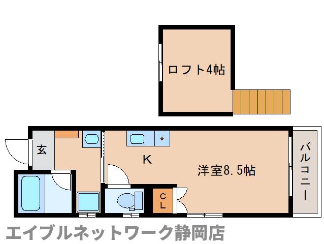 静岡市葵区古庄のアパートの間取り