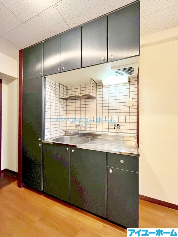 キッチン　2口ガスコンログリル付設置可能。