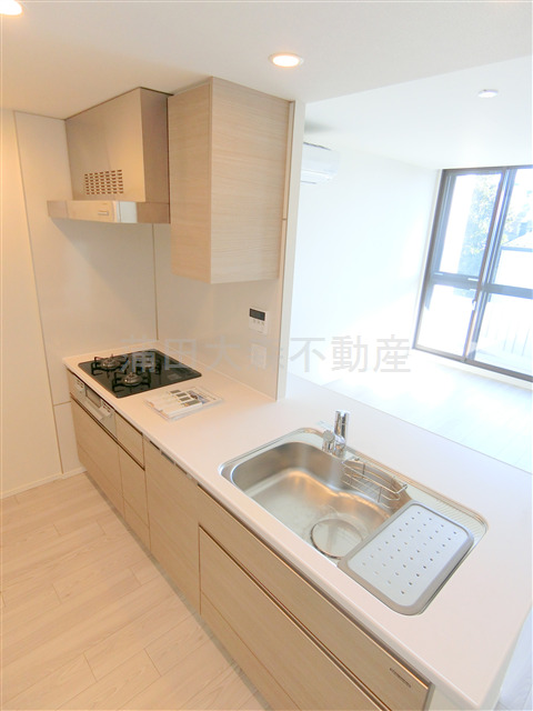 キッチン　3口ガスグリルと食洗器付きのカウンターキッチン