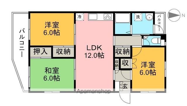 ＪＲ土讃線 入明駅 徒歩20分 3階建 築28年の間取り写真