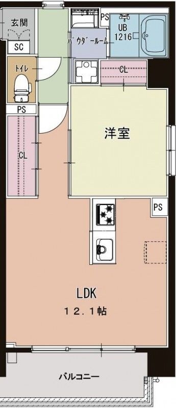 京王線 調布駅 徒歩1分 6階建 築12年の間取り写真