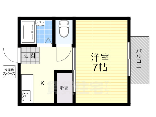 箕面市粟生間谷東のアパートの間取り