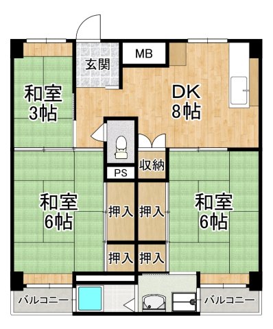 ビレッジハウス加賀田2号棟の間取り