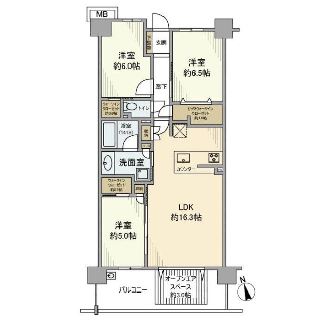 鎌倉市常盤のマンションの間取り