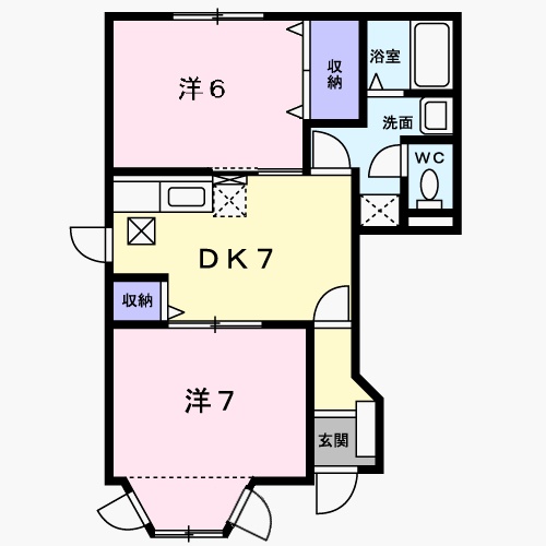 【津山市東一宮のアパートの間取り】