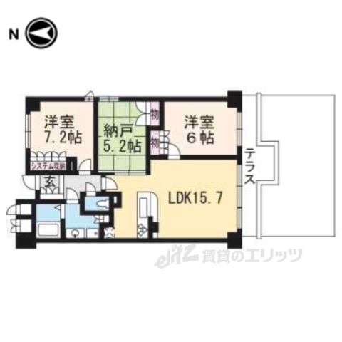 京都市左京区下鴨狗子田町のマンションの間取り