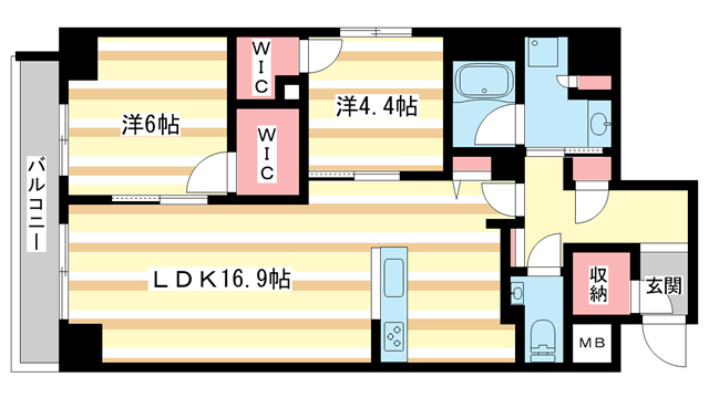 奈良市大宮町のマンションの間取り