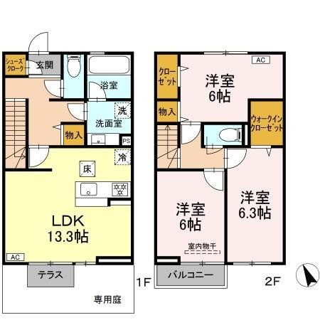 【我孫子市南青山のアパートの間取り】