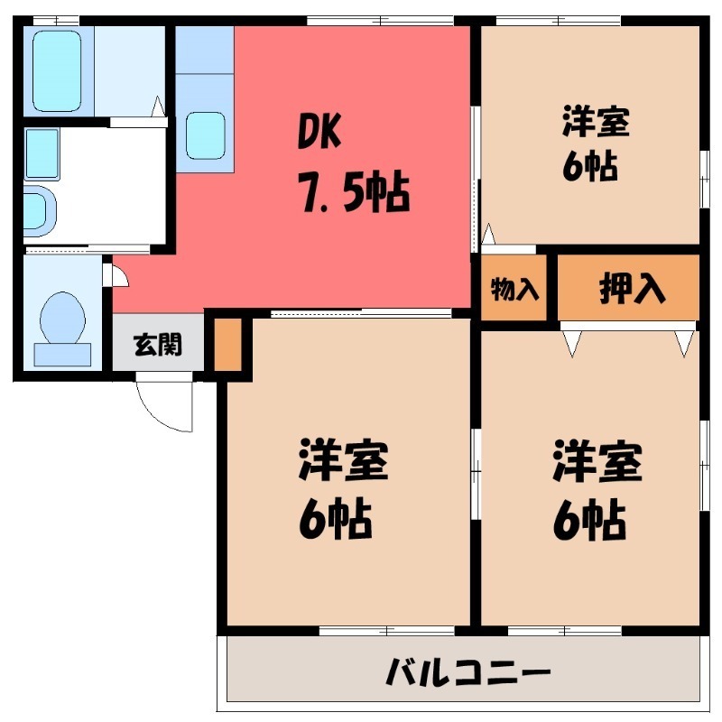 【太田市西新町のアパートの間取り】