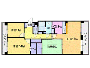 北広島市松葉町のマンションの間取り