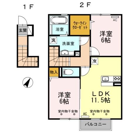 Ｄ－ｒｏｏｍ小矢部　D棟の間取り