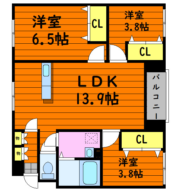 倉敷市玉島黒崎新町のマンションの間取り