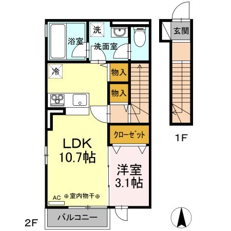 宇都宮市今泉のアパートの間取り