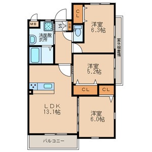 北九州市小倉南区重住のマンションの間取り