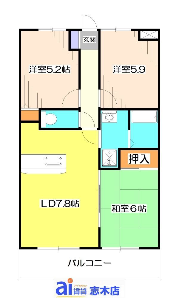 富士見市ふじみ野西のマンションの間取り