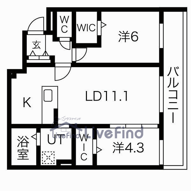 札幌市豊平区西岡四条のマンションの間取り