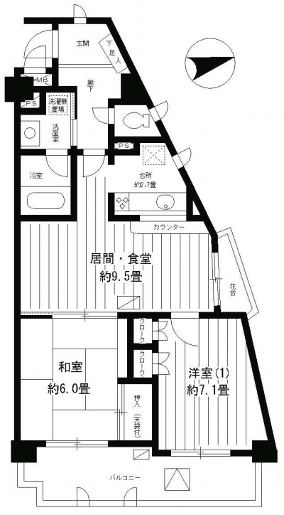 横浜市保土ケ谷区桜ケ丘のマンションの間取り