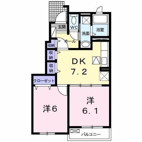 松山市古三津のアパートの間取り