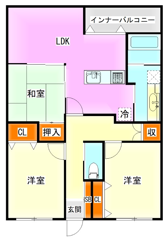 田川市大字伊田のアパートの間取り