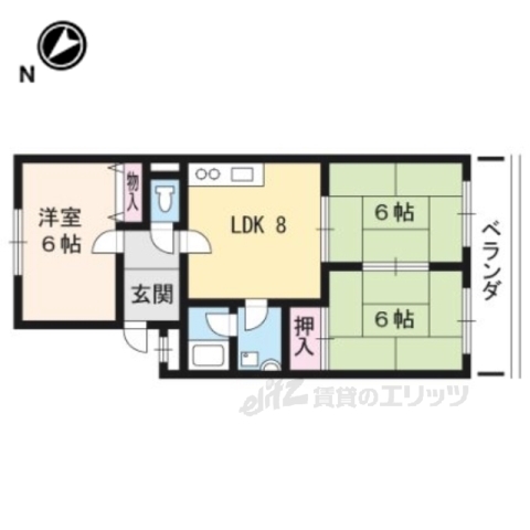 京都市伏見区醍醐下端山町のマンションの間取り