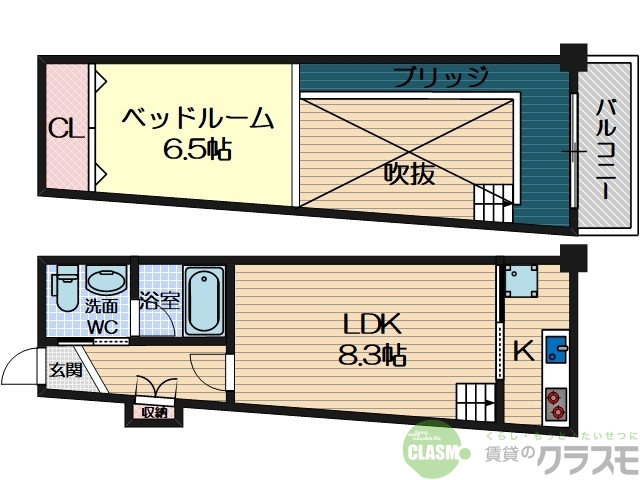 吹田市長野東のマンションの間取り