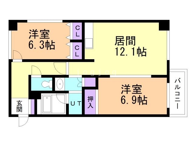 札幌市西区二十四軒三条のマンションの間取り