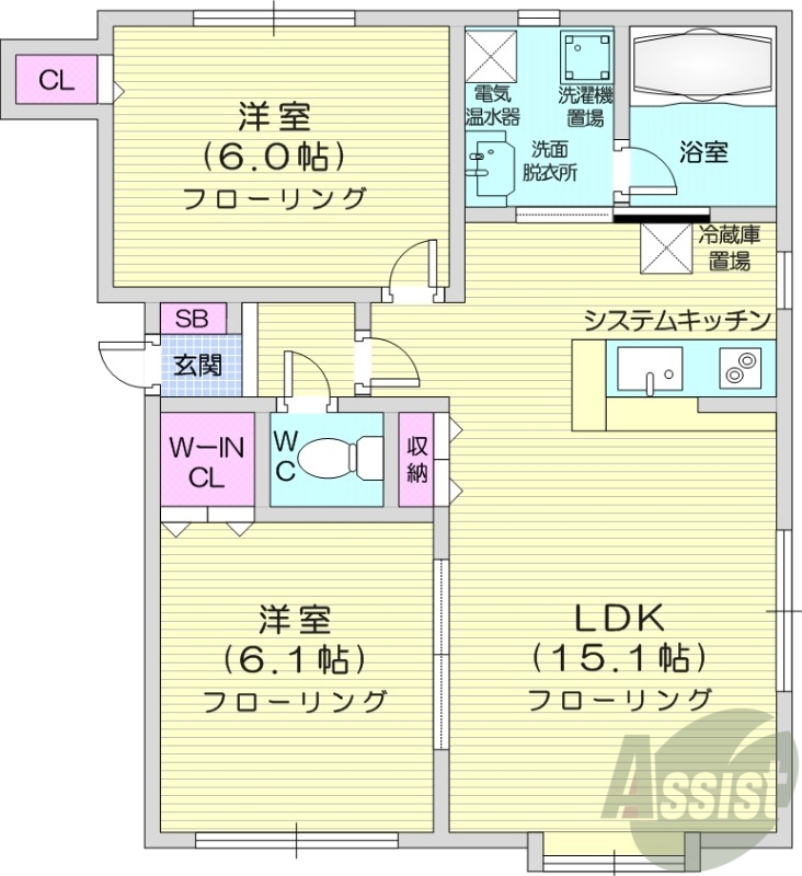 グランメールAの間取り