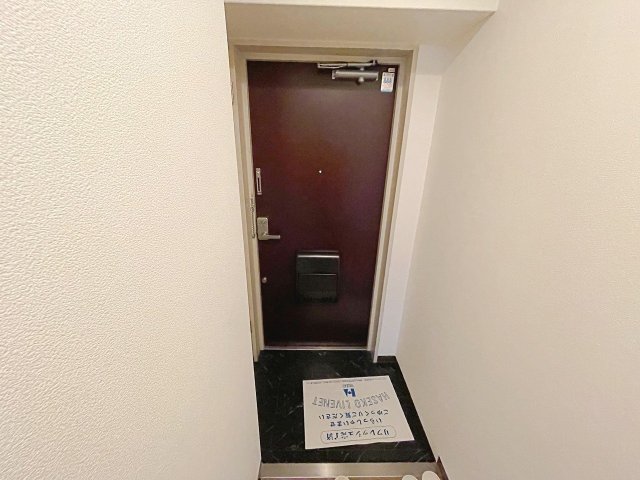 玄関　玄関扉には、郵便受けがついています