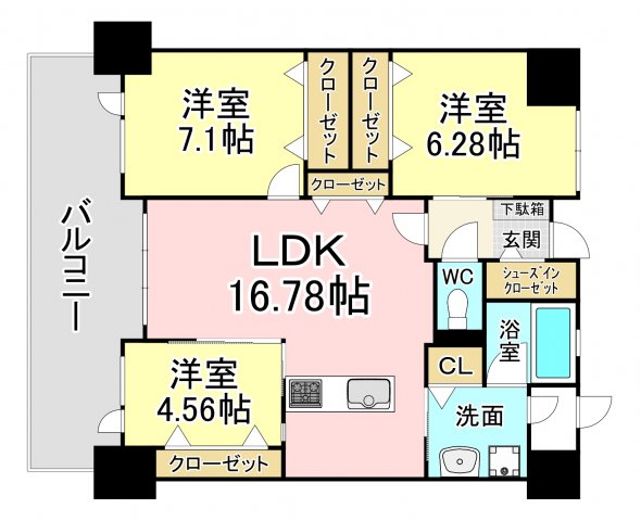 ＪＲ筑豊本線 本城駅 徒歩43分 12階建 築5年の間取り写真