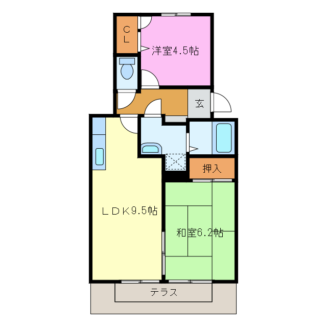 ＪＲ東海道本線 浜松駅 バス乗車時間：45分 最寄りバス停で下車 徒歩3分 2階建 築26年の間取り写真