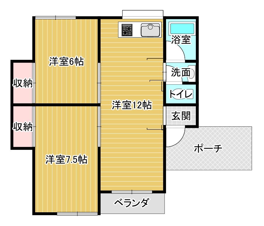 大仙市大曲日の出町のアパートの間取り