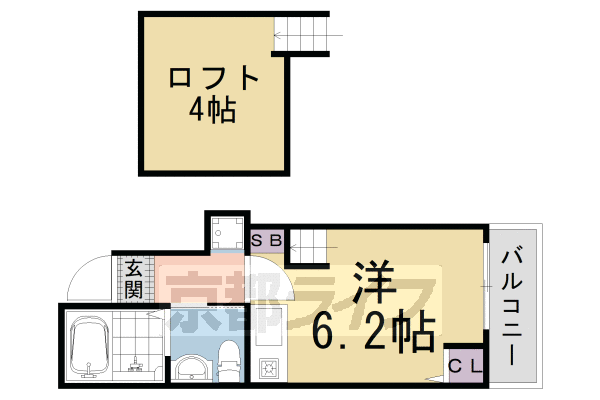 京都市中京区西ノ京御輿岡町のアパートの間取り